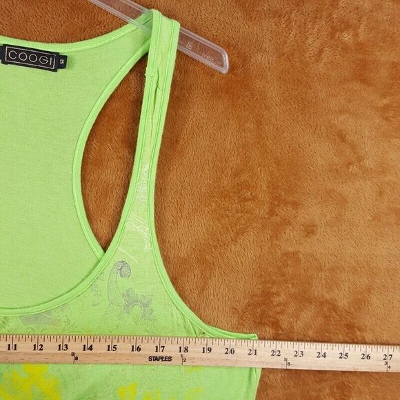 COOGI Womens Top Plus 1X Green Pullover Racerback Tank Graphic Relaxed Graphic - Picture 6 of 8